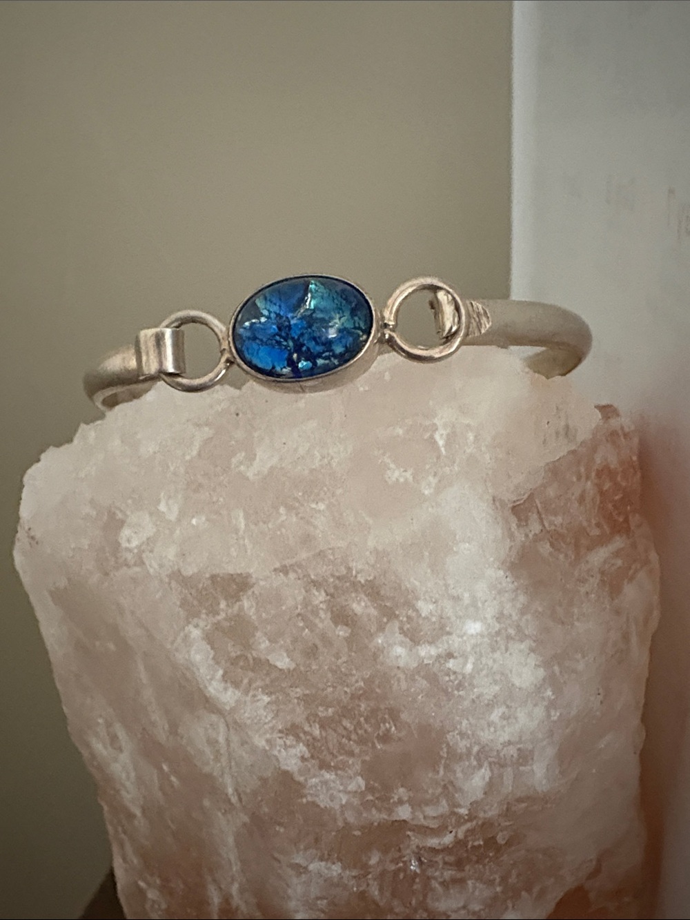 Sterling Silver Bracelet with Blue Oval Stone
